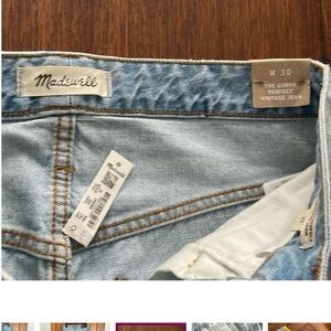 Brand new with tags Madewell curvy vintage Jean. Size 30.
